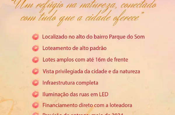 TERRENOS PARA VENDA NO BAIRRO PARQUE DO SOM