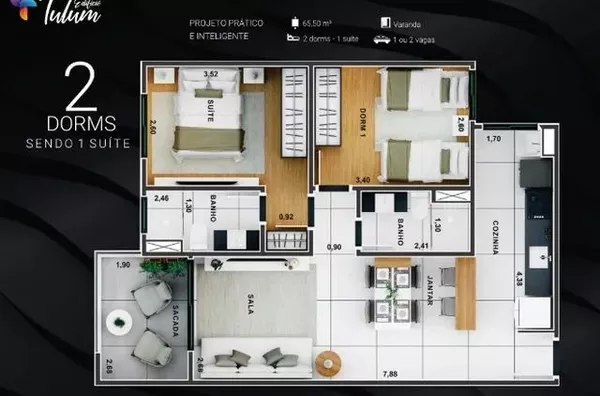 Apartamento 2 dormitórios - Edifício Tulum, Taubaté/SP - Foto 3