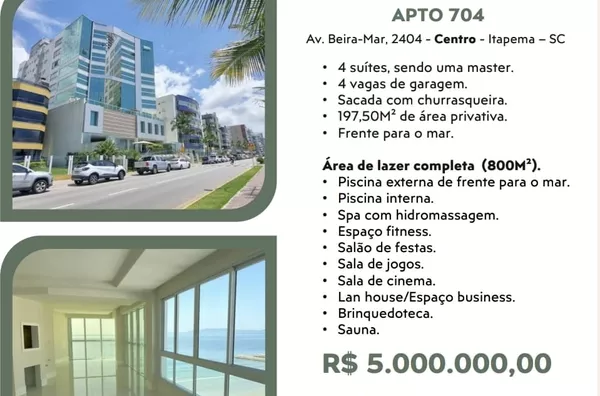 VENDA DE UM APARTAMENTO FRENTE MAR NO RIVIERA  DEL SOL