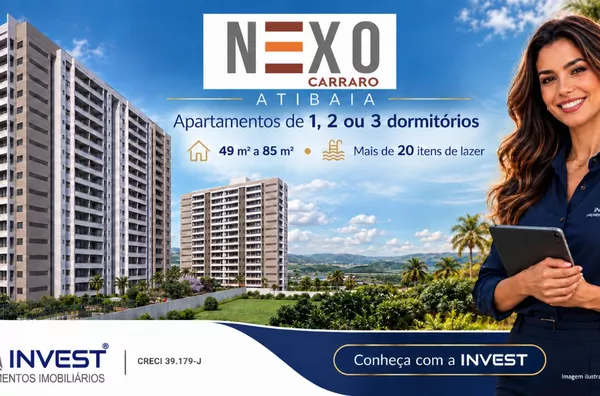 NEXO CARRARO: SEU NOVO APARTAMENTO EM ATIBAIA! 1,2 e 3 dormitórios. 