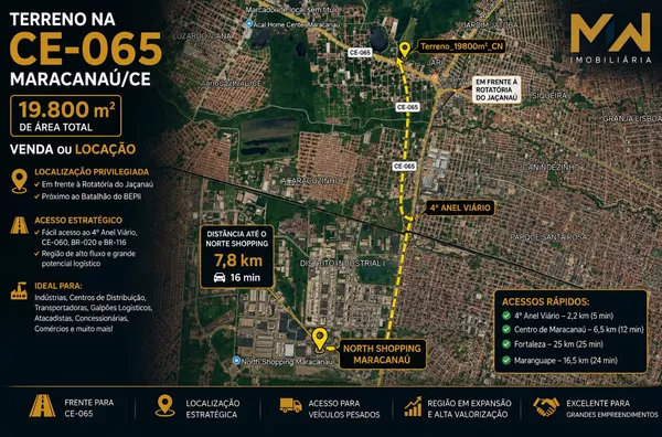 ÁREA ESTRATÉGICA À VENDA OU LOCAÇÃO NA CE-065 | MARACANAÚ/CE