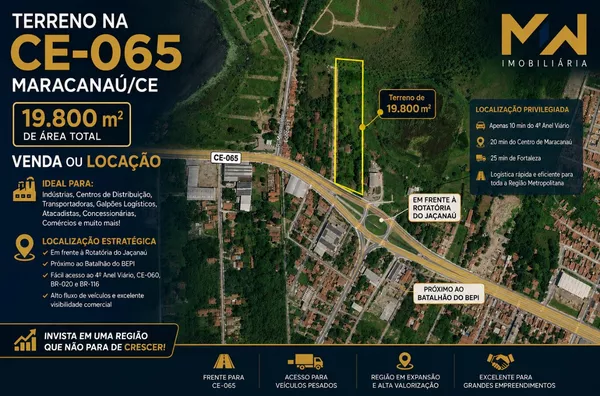 ÁREA ESTRATÉGICA À VENDA OU LOCAÇÃO NA CE-065 | MARACANAÚ/CE