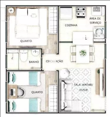 Apartamento à venda com 2 quartos, 43m² - Foto 2