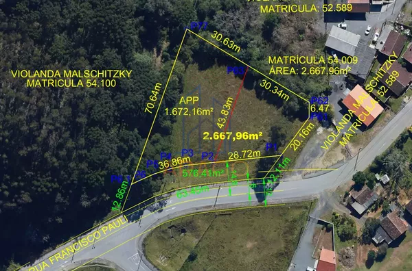 Terreno para venda (Frente para Rua),  Localizado no Bairro Cruzeiro, São Bento Do Sul - Próximo Univille 