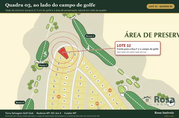 Terreno 1.124 m² de frente para o campo de golfe — Terra Selvagem Golf Club, Cuiabá