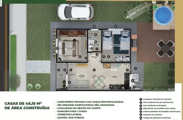 Casas térreas em condomínio fechado no coxipó