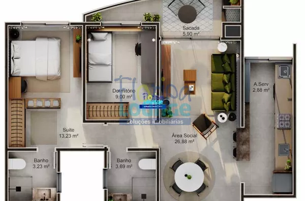 APARTAMENTO COM 3 DORMS COM 2 VAGAS DE GARAGEM