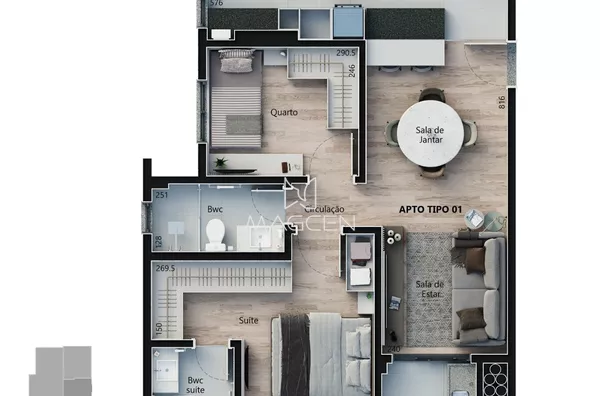 Apartamento no primeiro andar com 1 Suíte + 1 Quarto - Foto 7
