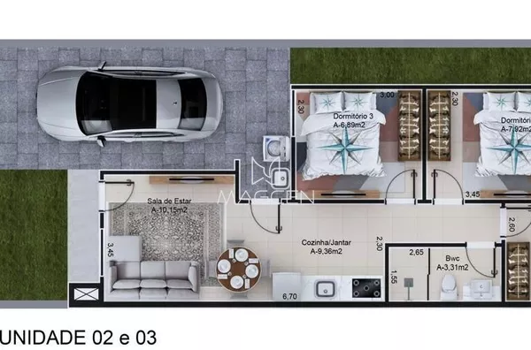 Casa de três quartos em obras 