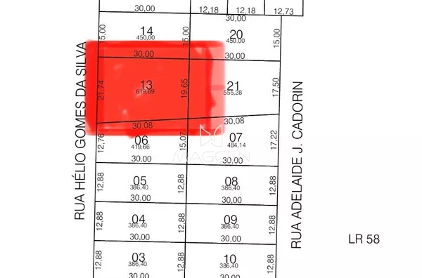 Lote com 21,74 m de frente no Cadorin 