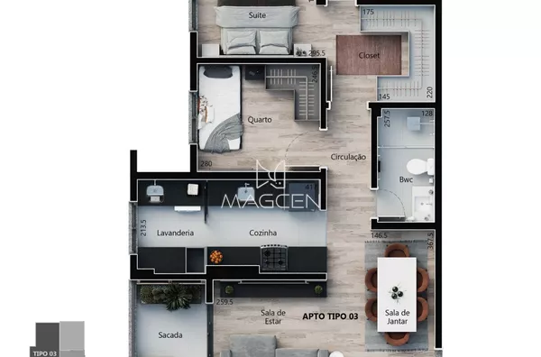 Apartamento com 1 Suíte  com closet + 1 Quarto - Foto 7