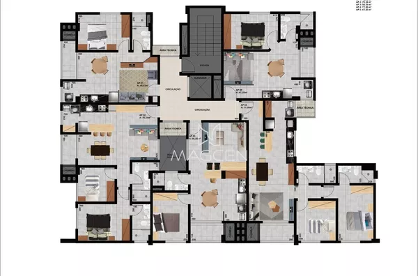 Apartamento de 1 quarto com Sacada e Churrasqueira 