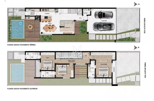 Sobrado com três suítes no bairro Parque do Som 