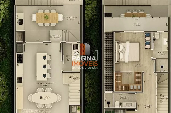 Planta baixa (imagem virtual - Ñ é mobiliado)