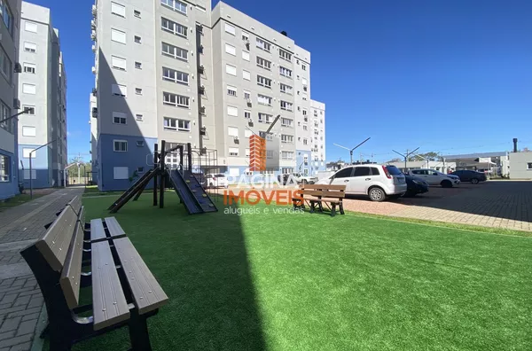 Página 1 Imóveis anuncia para locação, apartamento de 2 dormitórios em condomínio fechado no "Condomínio Residencial Domani", semi mobiliado,  bairro Fátima em Canoas/RS.