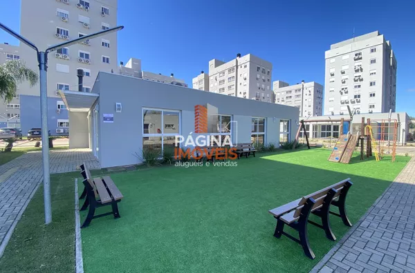 Página 1 Imóveis anuncia para locação, apartamento de 2 dormitórios em condomínio fechado no "Condomínio Residencial Domani", semi mobiliado,  bairro Fátima em Canoas/RS.