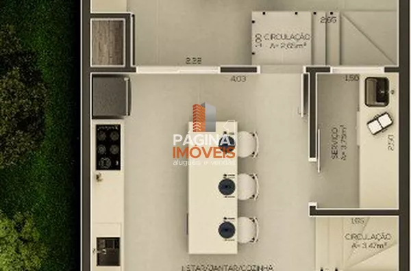 Planta baixa (imagem virtual - Ñ é mobiliado)
