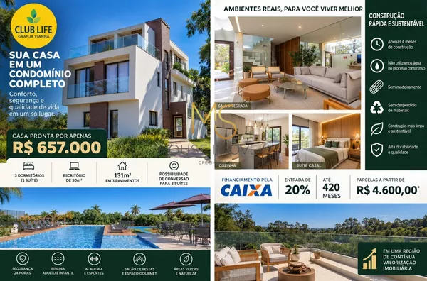 Casa a venda c/ 3 dorms, sendo 1 suíte, localizada dentro do Condominio Club Life, KM 36 da Raposo Tavares, Cotia - Foto 1