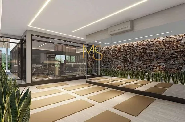 Ilustração artística da sala de yoga