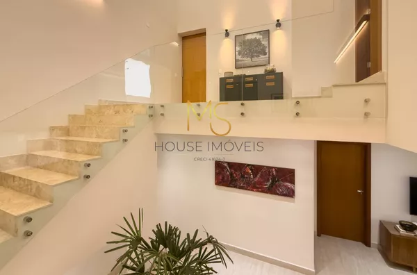 Escadas em mármore Travertino com guarda-corpo em vidro