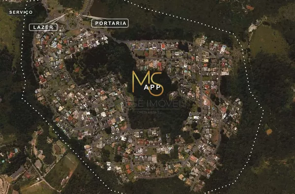 Vista aérea do condomínio e da área de preservação ambiental (APP)