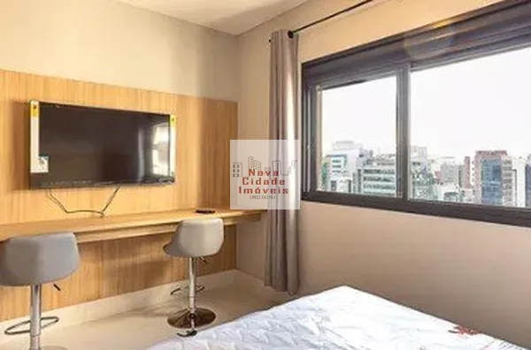 Vila Olímpia! Aptº 1 dorm (28 m²) mobiliado com ar condicionado, banheiro e sem vaga para locação