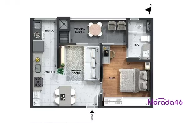 APARTAMENTO A VENDA NA  PLANTA  NO EDIFIO LA VITA