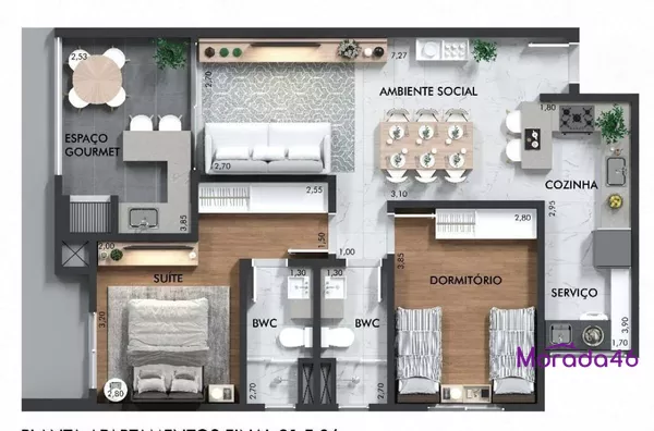 APARTAMENTO A VENDA NA  PLANTA  NO EDIFICIO LA VITA