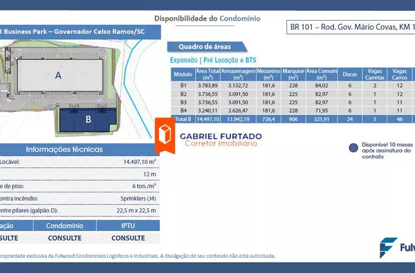 GALPÃO PARA LOCAÇÃO – GCR BUSINESS PARK – GOVERNADOR CELSO RAMOS/SC