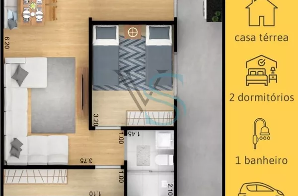 Casa com 2 dormitórios à venda, 51 m²  - Colina Santa Mônica - Votorantim/SP