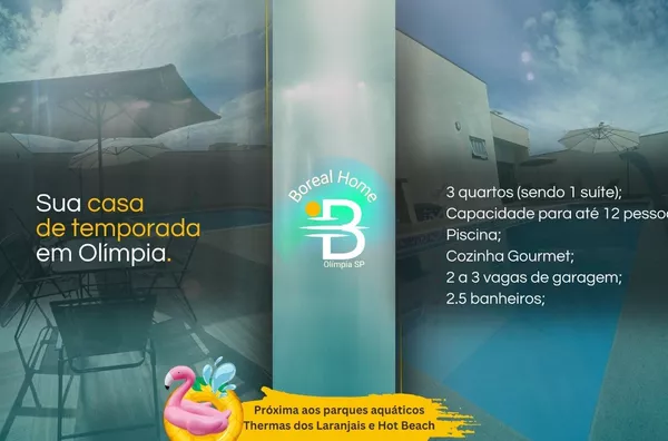 Casa Boreal Home┃Temporada┃Acomoda 12 pessoas┃Olímpia-SP
