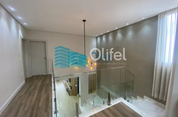 Lindo sobrado moderno, com acabamento fino, em condomínio fechado na cidade de Louveira,  com 3 amplas suítes, sendo a master com closet , ducha dupla,  banheira de imersão e varanda. Amplas  salas de estar, janter e TV, escritório,  terraço coberto, espa - Foto 14