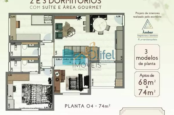 Venha morar em um apartamento com uma tecnologia de construção diferenciada  na cidade de Louveira !!  Unidades a partir de R$ 460.000,00 com previsão de entrega em Julho de 2024.  Quantidade de andares: Térreo +3 Quantidade de apartamentos por andar: 4 u - Foto 5