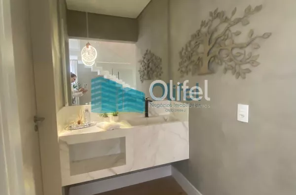 Lindo sobrado moderno, com acabamento fino, em condomínio fechado na cidade de Louveira,  com 3 amplas suítes, sendo a master com closet , ducha dupla,  banheira de imersão e varanda. Amplas  salas de estar, janter e TV, escritório,  terraço coberto, espa - Foto 33