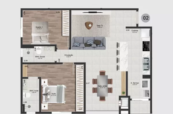 APARTAMENTO 202- PARA VENDA, EDIFICÍO VÊNETO, INDUSTRIAL, FRANCISCO BELTRÃO. - Foto 3