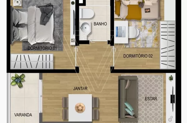 Planta 53,90 m2 Torre B