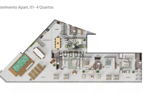 Apartamento 3 suítes no Porto Canal | Frente para o mar