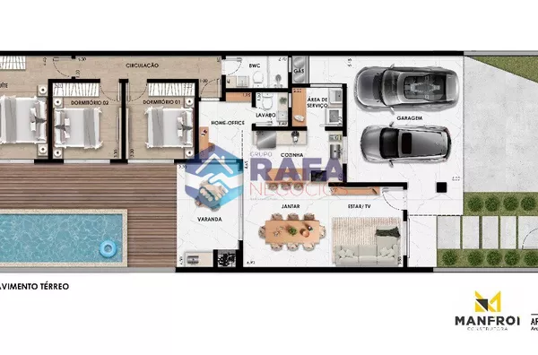 CASA SUITE + 2 QUARTOS COM PISCINA || LOTEAMENTO SANTA CLARA || PATO BRANCO - PR