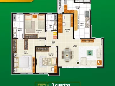 Apartamento com 3/4 sendo 1 suíte reversível para 4/4 2 vagas de garagem na Av. J Pedral próximo - Foto 22