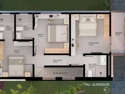 Casa duplex soltas com 3 suítes, sala com 2 ambientes, lavabo, garagem coberta para 2 carros, Alto - Foto 33